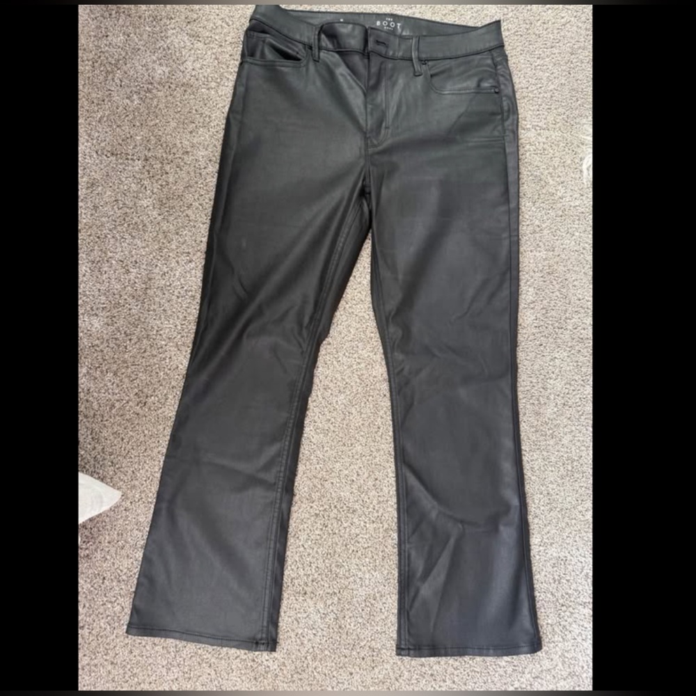 White House Black Market Black Faux Leather Boot-Cut Pants